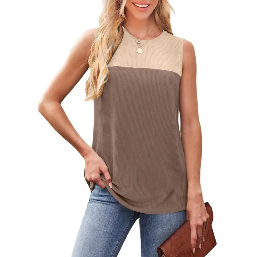 Color Block Round Neck Tank