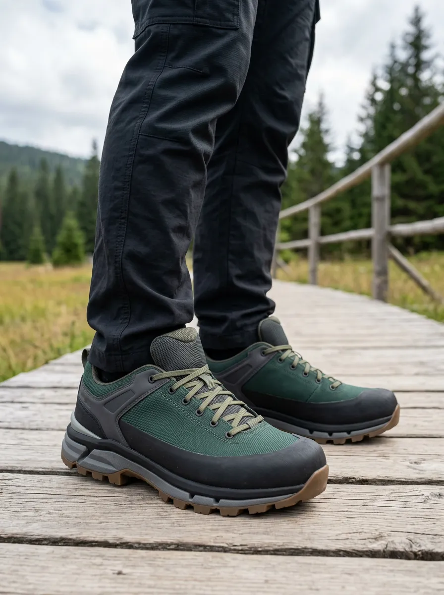 Men's Hiking Enthusiast Green Mesh Printed Shoes