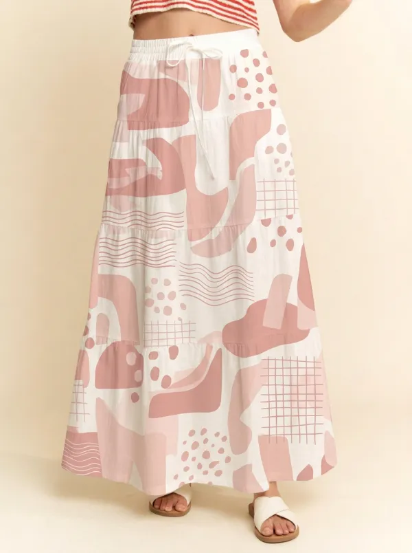 Women's Boho Abstract Geometric Graphic Maxi Skirt