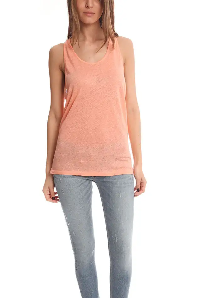 Scoop-Neck Linen Tank Top