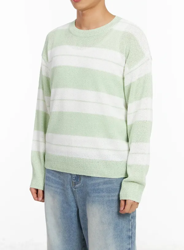 Men's Relaxed Fit Striped Long Sleeve Top