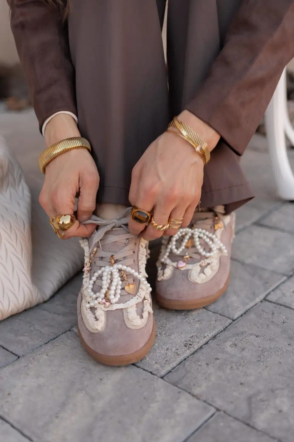 Lace Trim Retro Sneakers