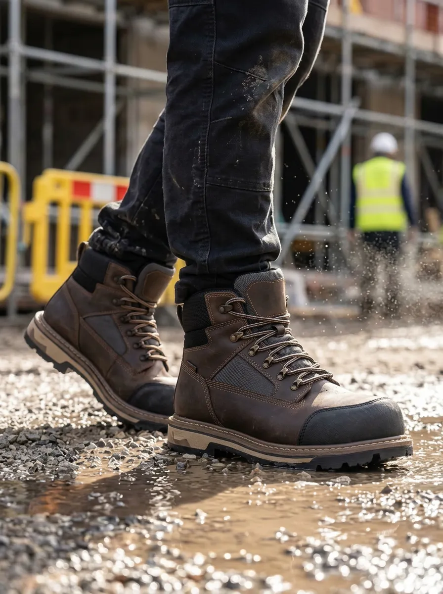 Industrial Leather-Look Workwear Men's Waterproof Work Boots