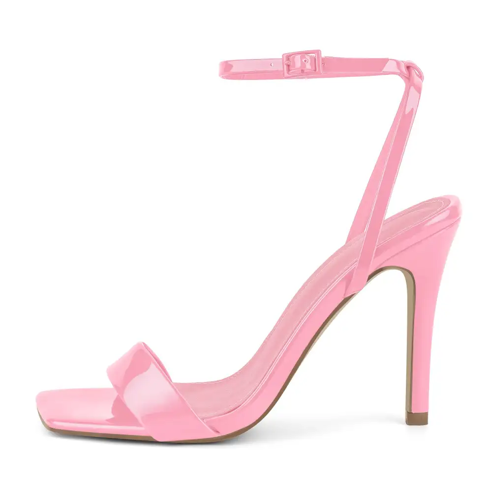 Square Toe Ankle Strap Stiletto Refined Sandals