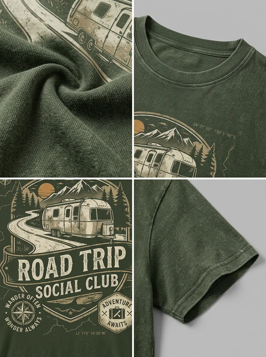 Unisex Road Trip Camper Adventure Printed T-shirt