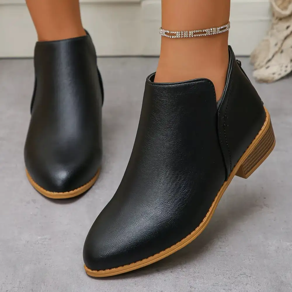 Refined Pointed Toe Block Heel Boots