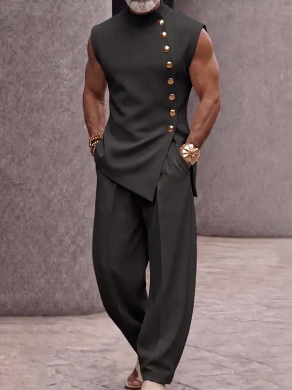 Button Sleeveless Top & Pants Set