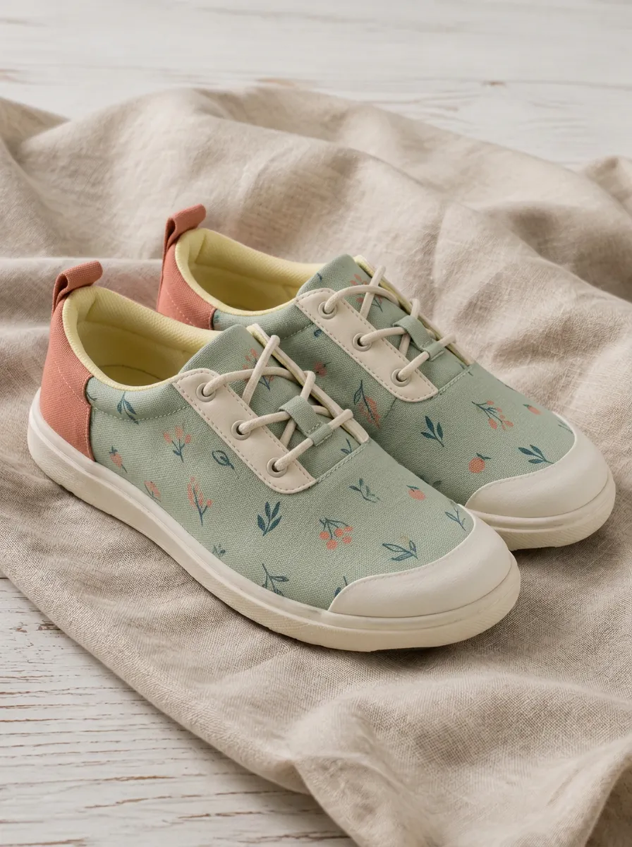 Women's Refined Floral Botanical Patterned Canvas Shoes