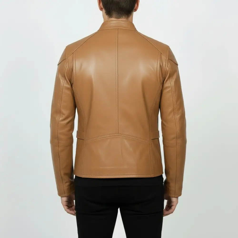 Refined Leather Biker Motorcycle Multi Pocket Jacket