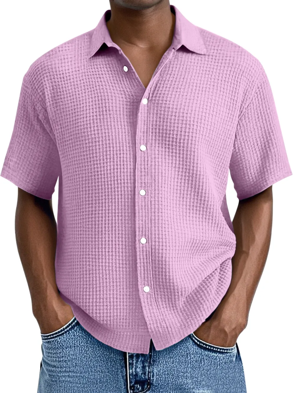Relaxed Textured Knit Button Front Shirt