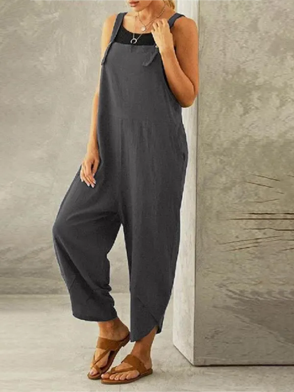 Clean Button Up Spaghetti Strap Jumpsuit Accessory
