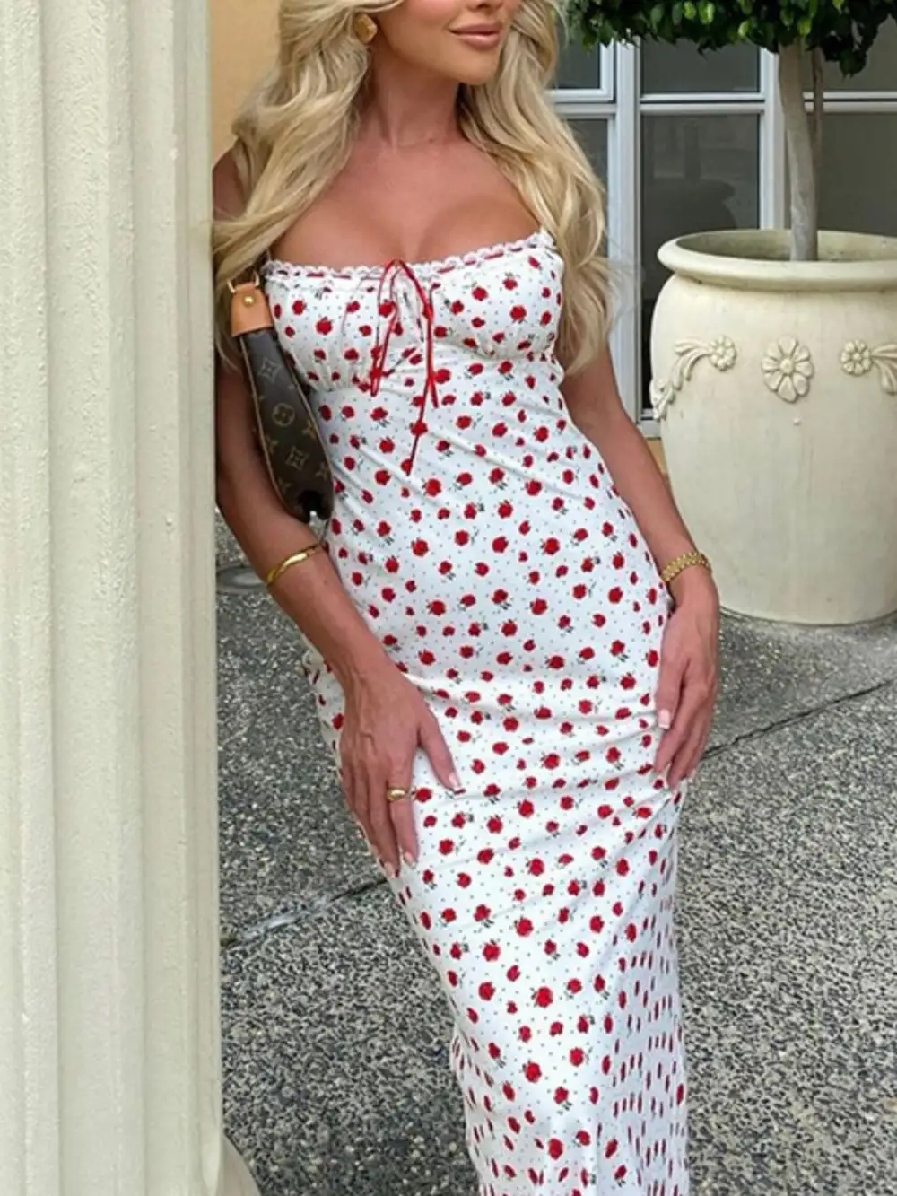 Polished Detail Floral Printed Lace Dress