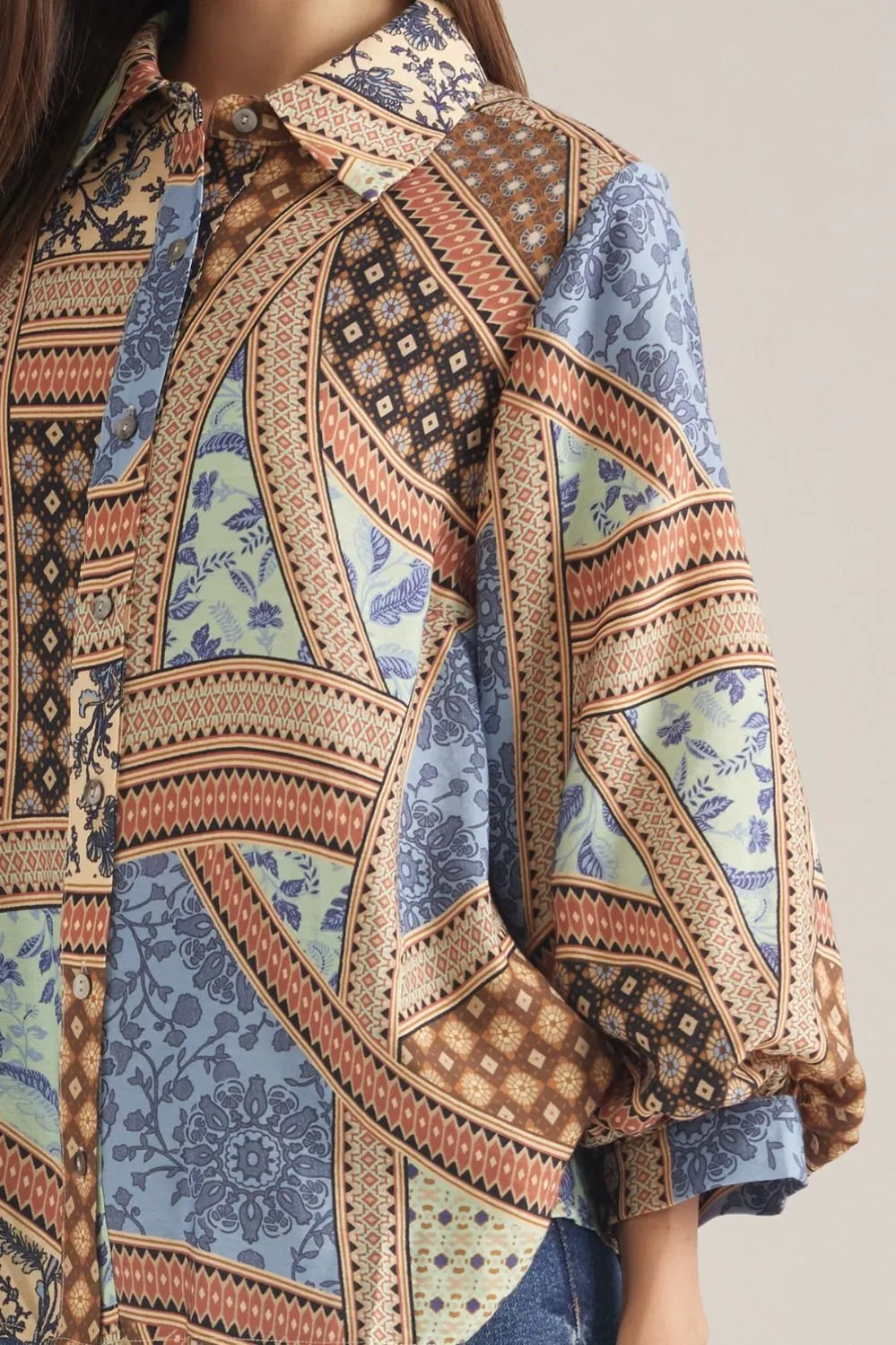 Patchwork Print Blouse