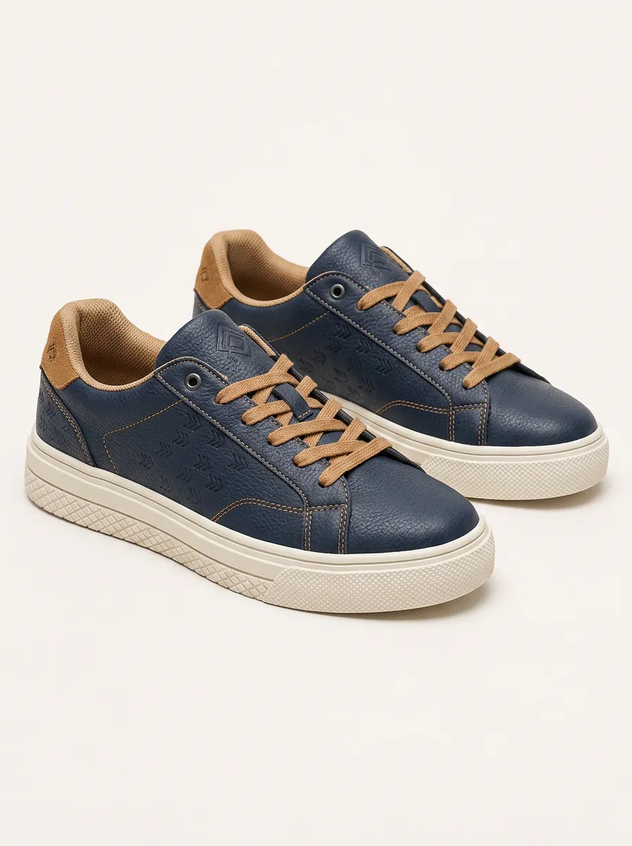 Men's Geometric Chevron Pattern Embossed Patterned Skate Shoes