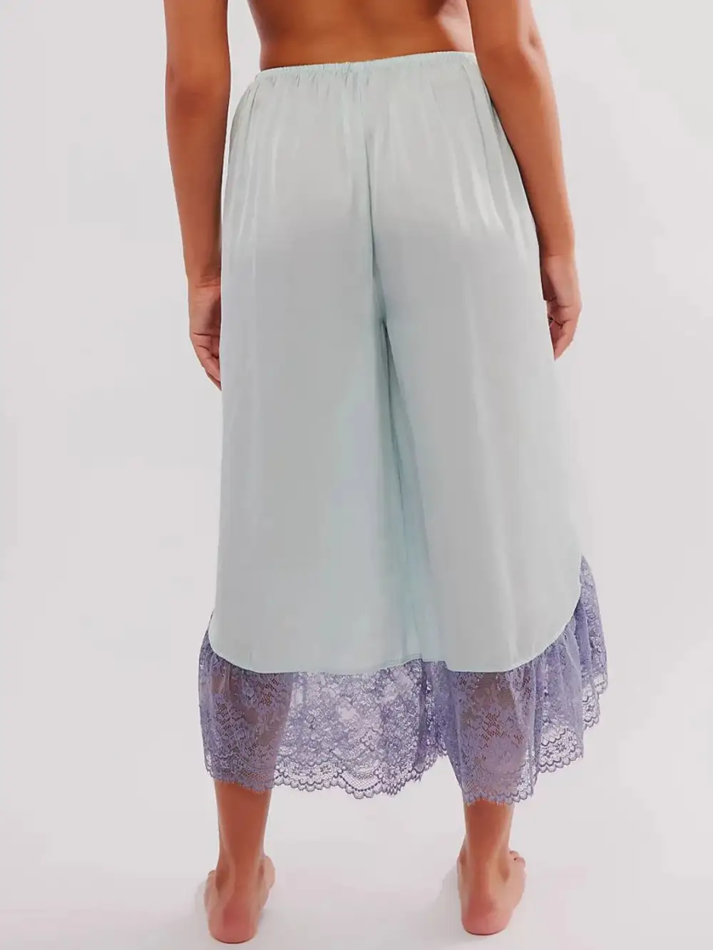 Relaxed Lace Detail Wide Leg Pants