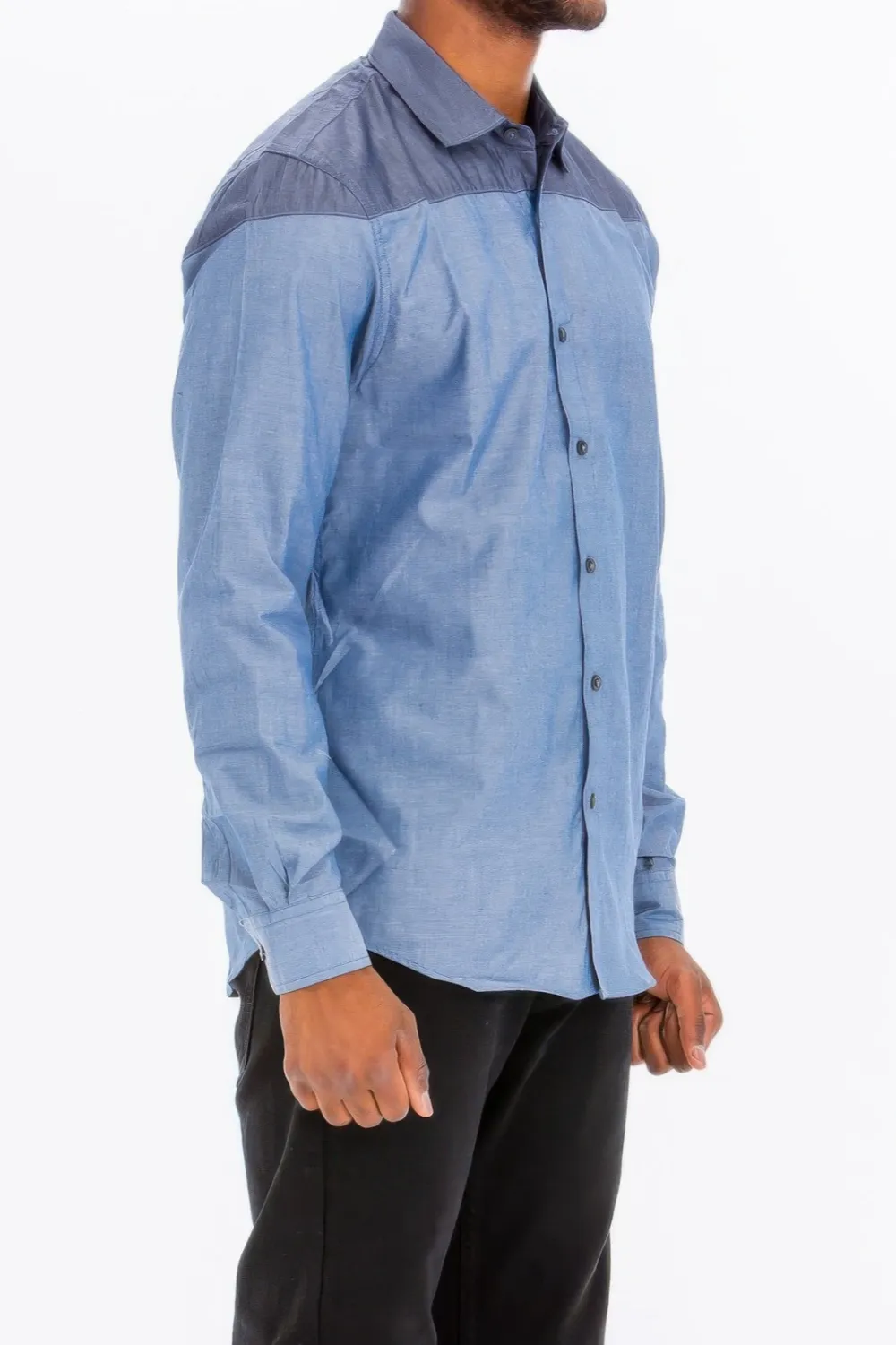 Men's Two Tone Long Sleeve Button-Down Shirt