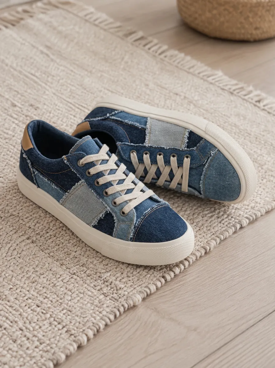 Women's Patchwork Denim Creative Edit Skate Shoes