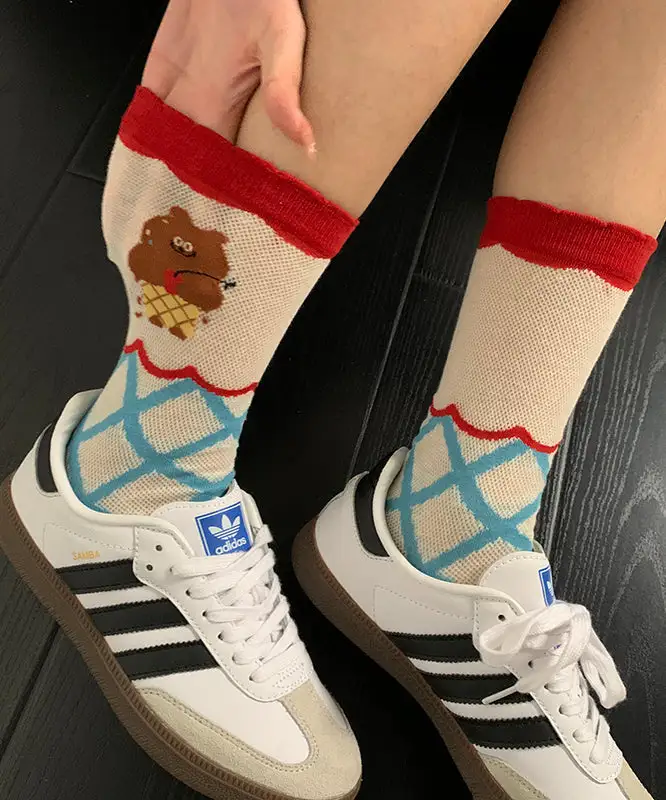 Thin Cute Cartoon Jacquard Socks