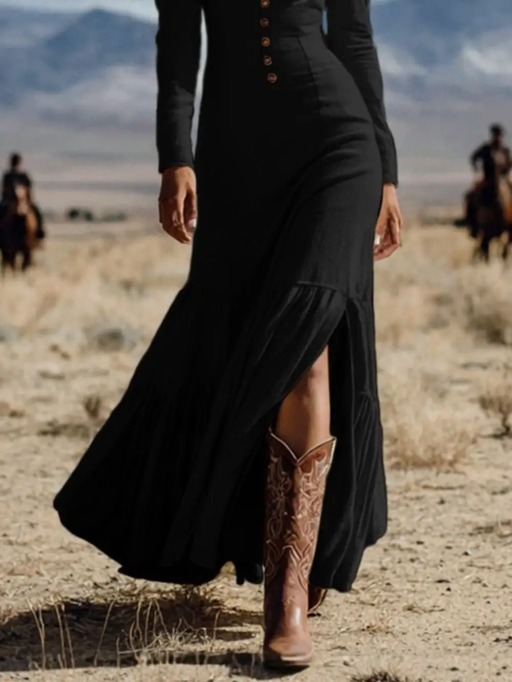Tiered Long Sleeve Maxi Dress