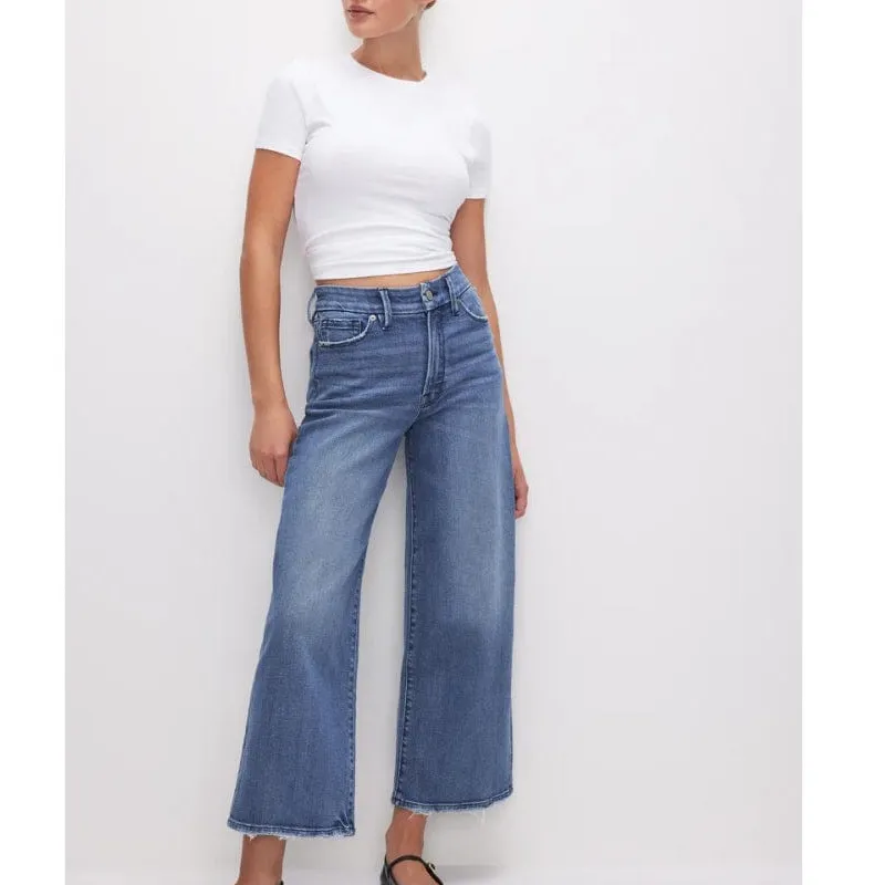 Cropped High-Rise Palazzo Women's Jeans