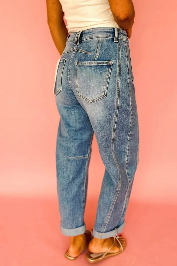 Pocketed Seam Detail Casual Jeans