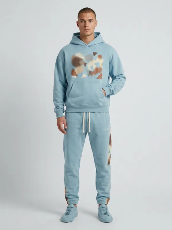 Men's Streetwear Geometric Camo Printed Hoodie Sweatpants Set