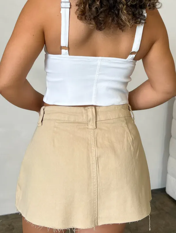 Khaki A-Line Mini Skirt