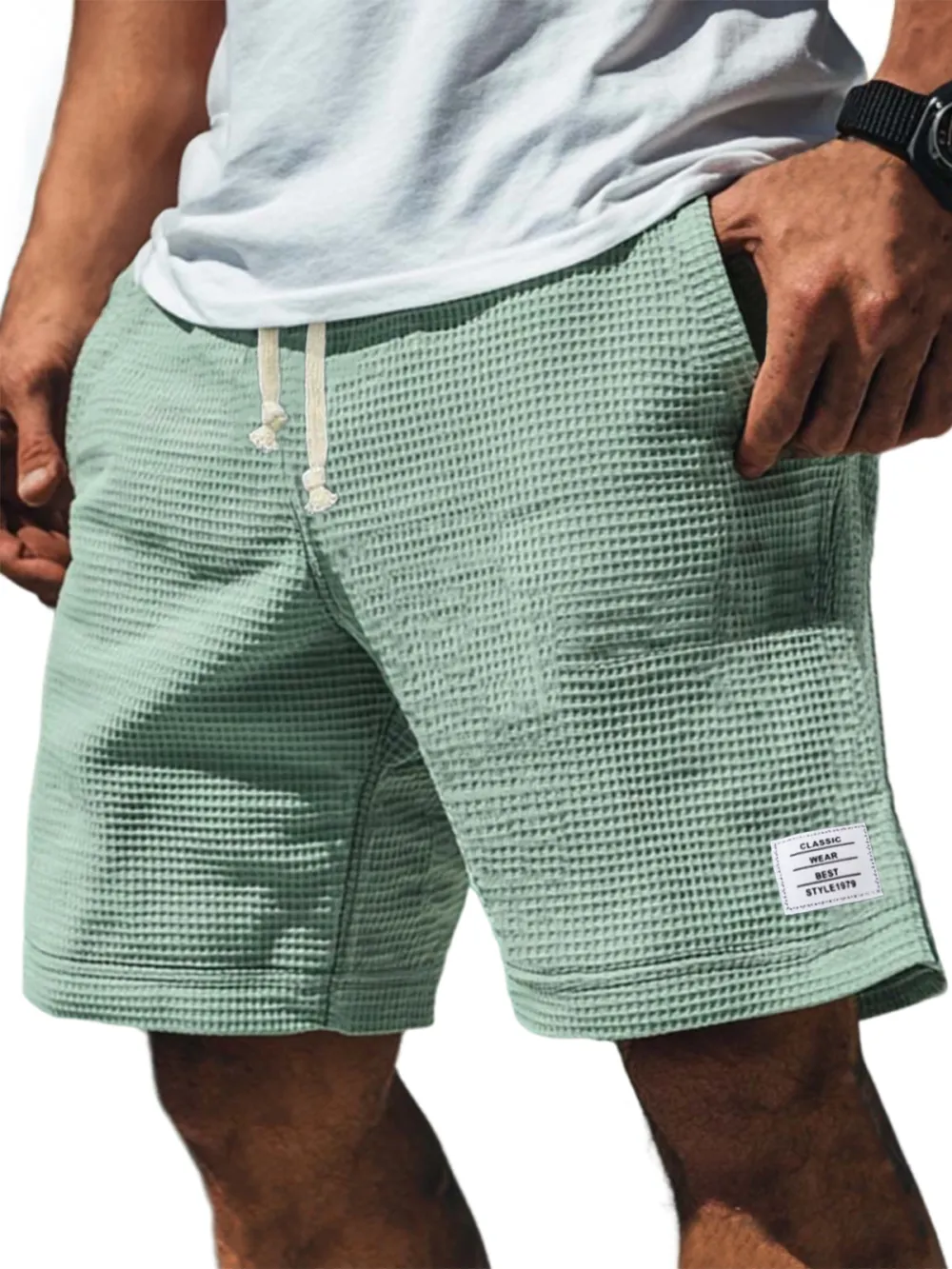 Textured Knit Seamed Detail Shorts