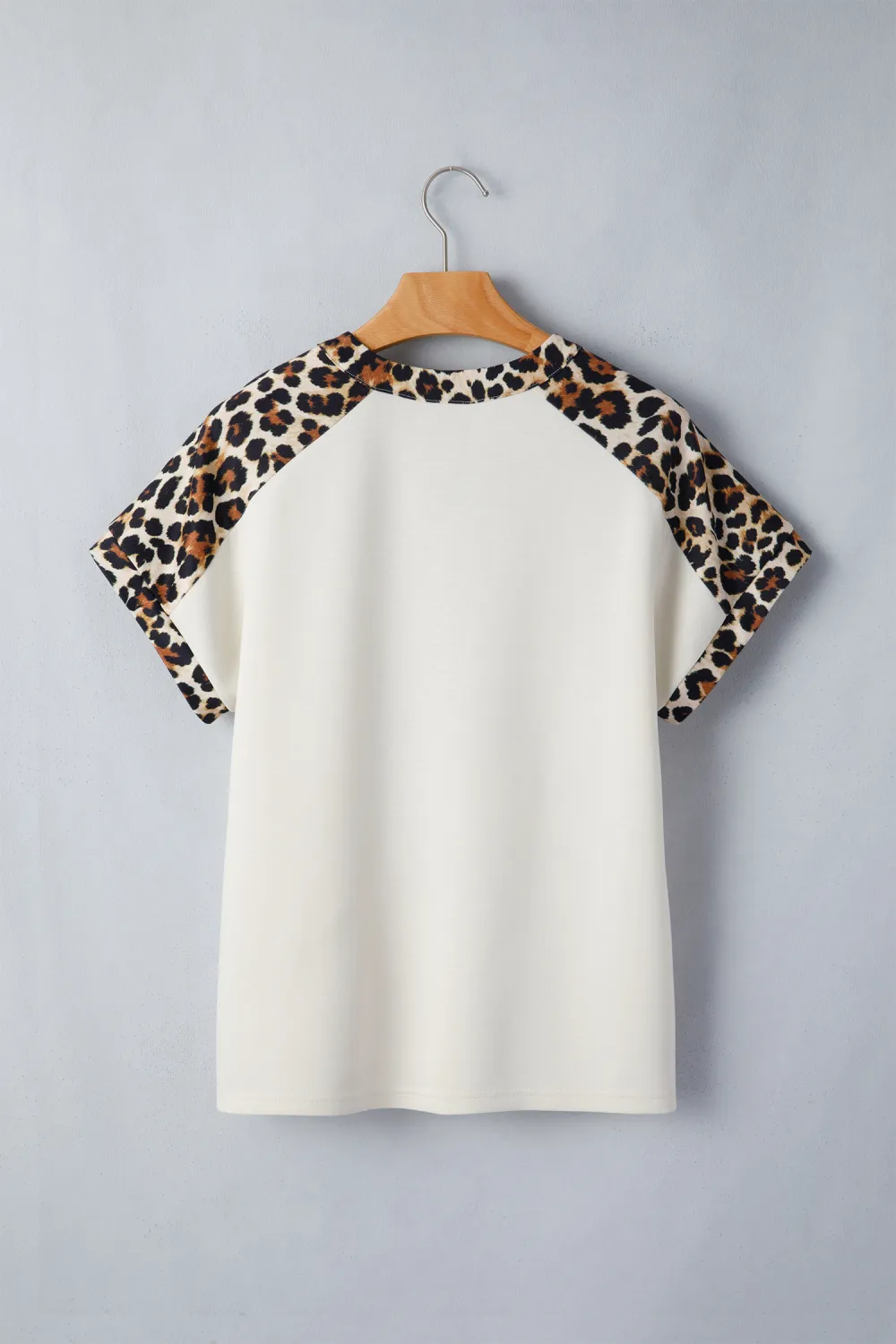 Beige Leopard Patchwork Half Button Top