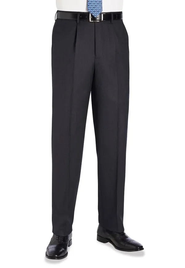 Men's Single Pleat Classic Fit Stretch Suit Trousers
