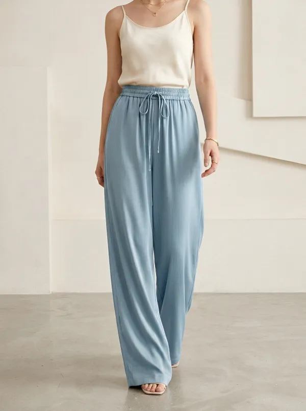 Minimal Relaxed Draped Women's Wide-Leg Trousers