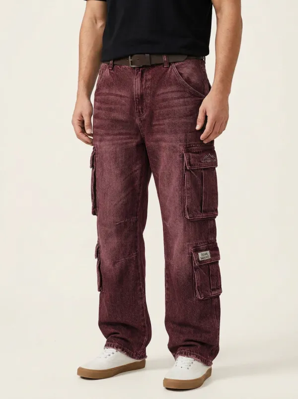 Men's Outdoor Adventure Mountain Patch Graphic Cargo Pants
