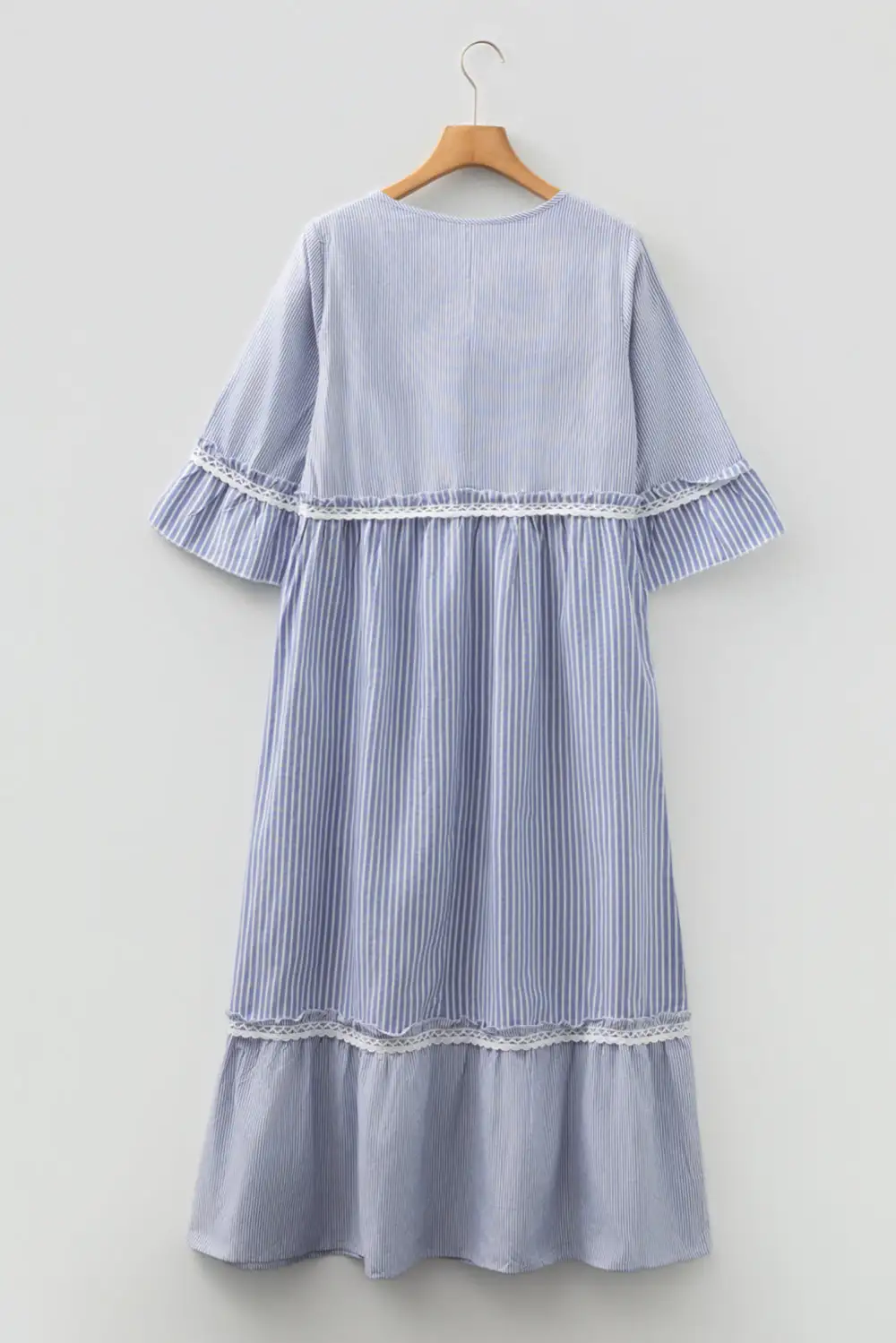 Patchwork Crossed Lace Detail Bracelet Sleeve Maxi Dress