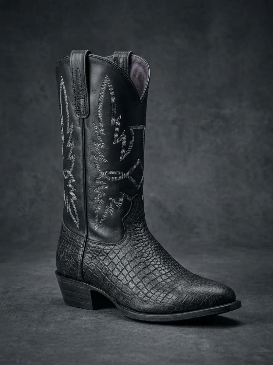 Men's Reptile-Embossed Pointed-Toe Western Boots