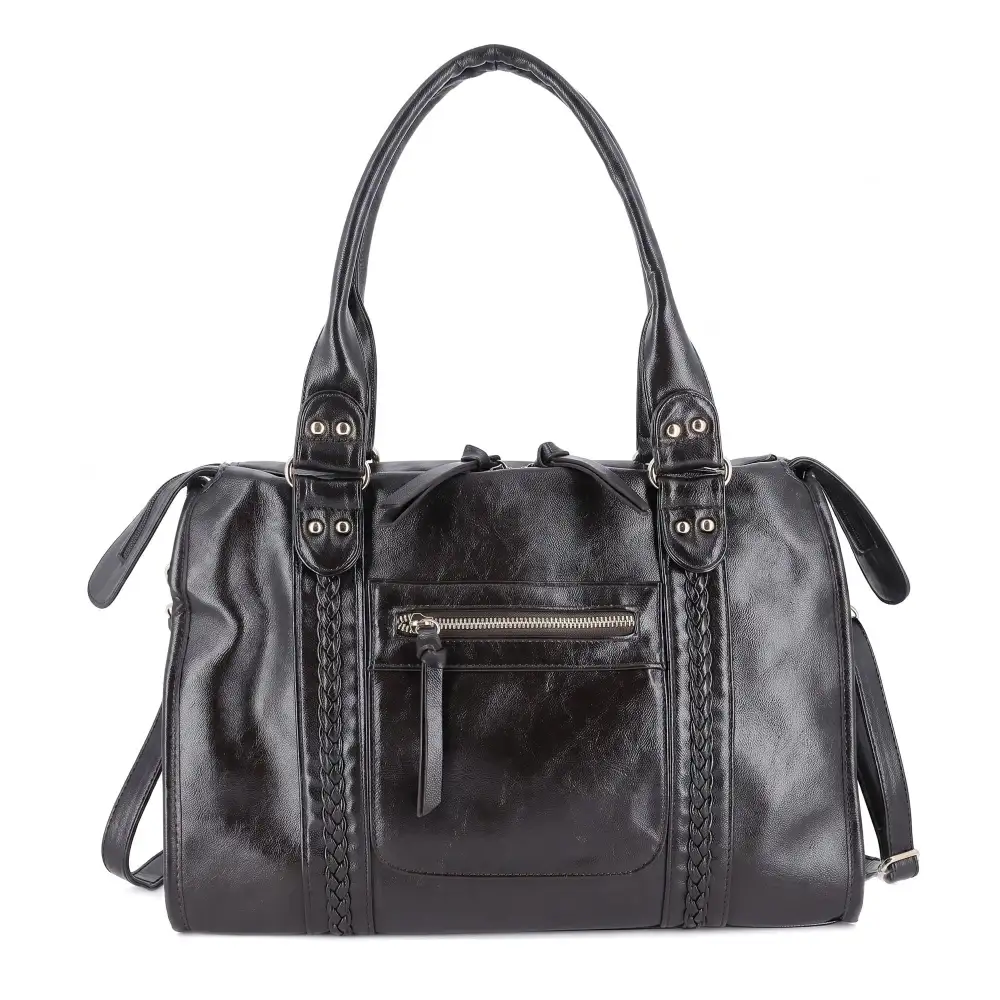 Refined Faux Leather Top Handle Spacious Tote Bag