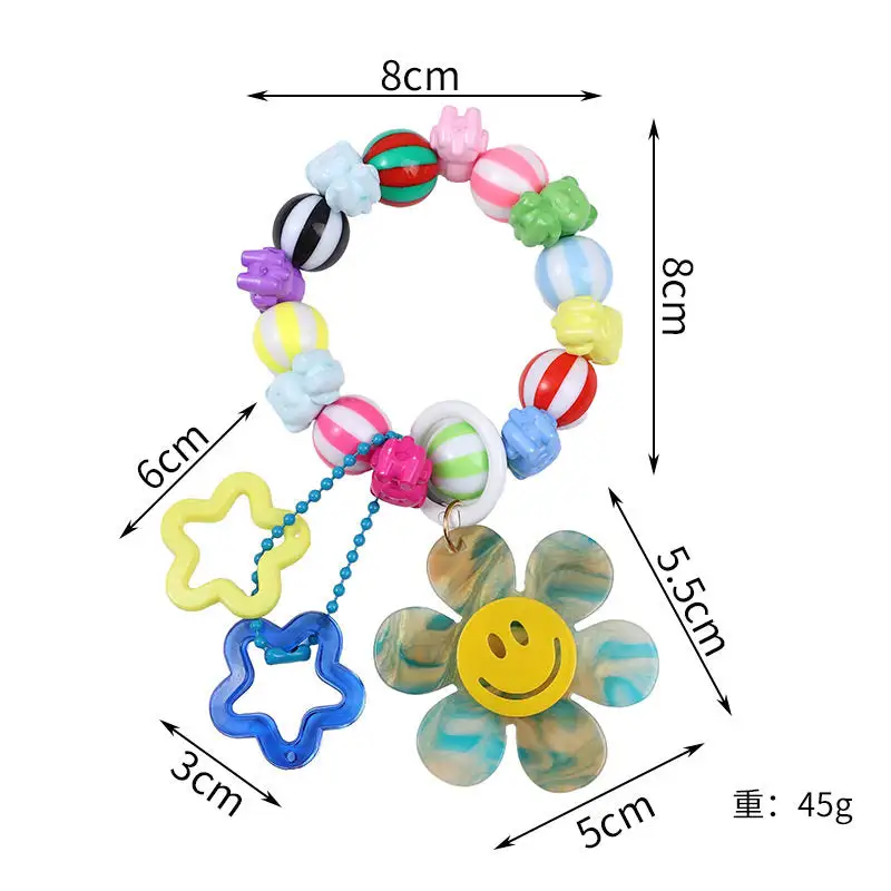 Sunflower Bead Bracelet Rainbow Car Keychain Bag Charm
