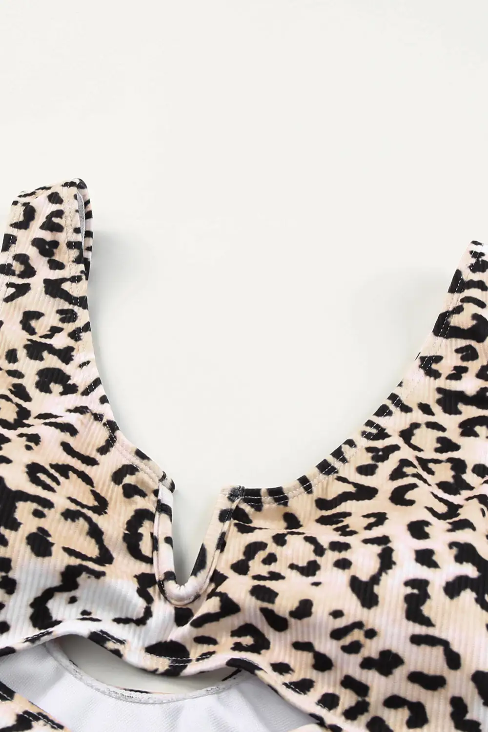 Swimwear Leopard Split V Neck One-piece Swimsuit
