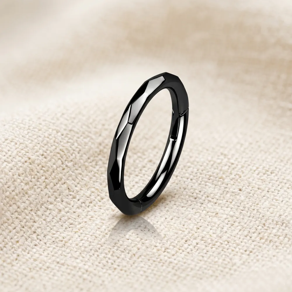 Titanium Crystal Clicker Hoop Ring