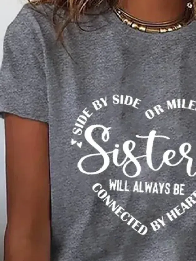 Casual Crew Neck Short Sleeve Loose Text Letters T-Shirt(⚡Clearance Sale)