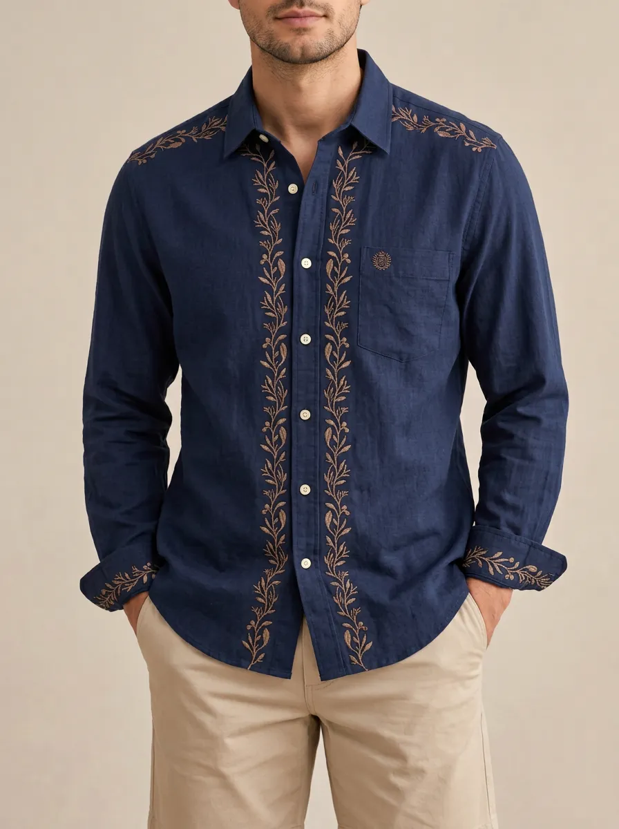 Men's Floral Embroidered Relaxed Shirt