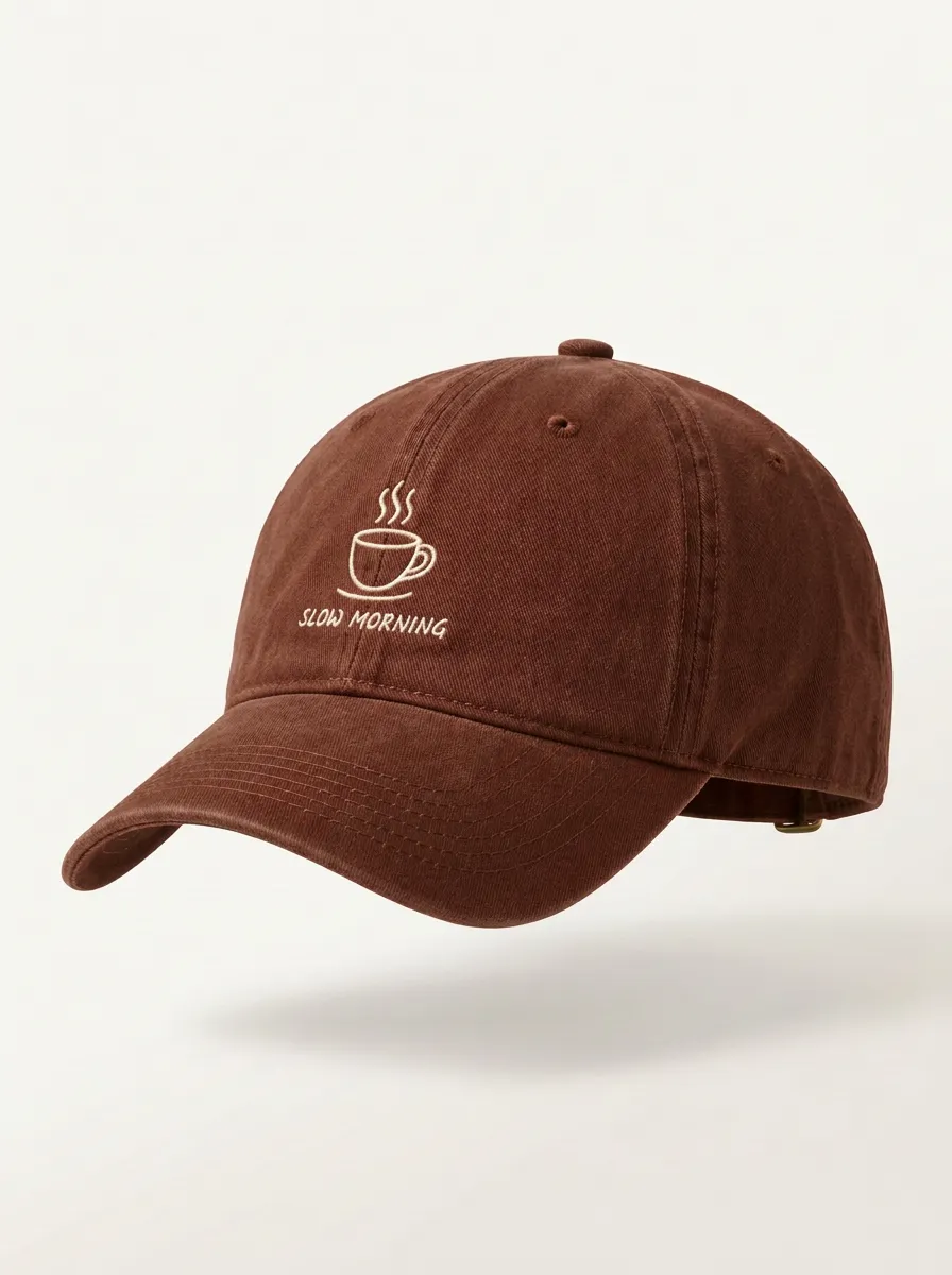 Simple Coffee-Lover Slow-Morning Embroidered Unisex Baseball Cap