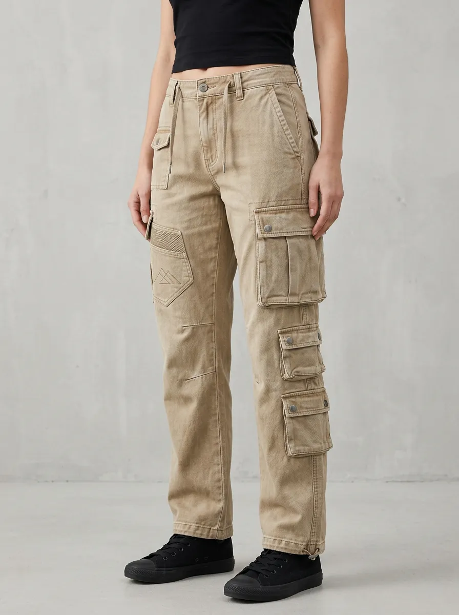 Minimal Mountain Graphic Multi Pocket Finish Women's Multi Pocket Cargo Pants
