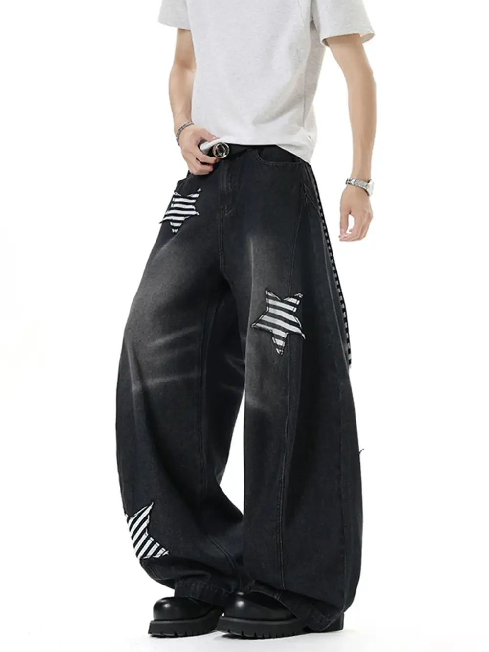 Stripe Star Balloon Jeans