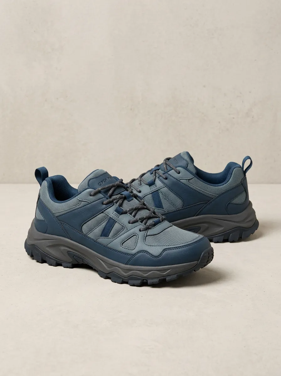 Casual Profile Hiking-Inspired Mesh-Panel Casual Sneakers