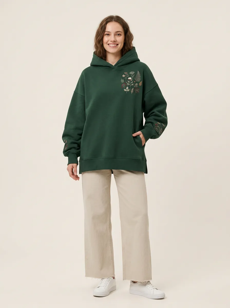 Easygoing Women's Botanical Wildflower Graphic Nature Inspired Hoodie