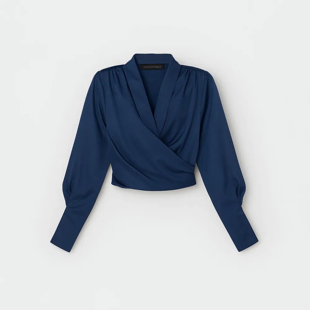  Puff Sleeve Wrap Blouse