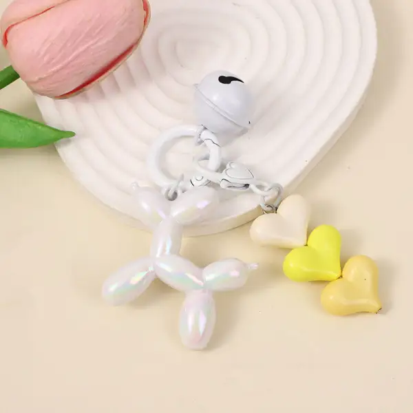 Balloon Dog Car Keychain Heart Charm Bag Accessory Gift