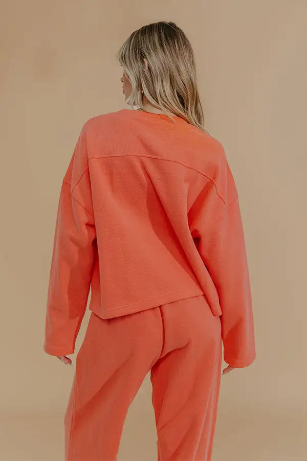 Weekend Away Knit Sweatshirt In Coral
