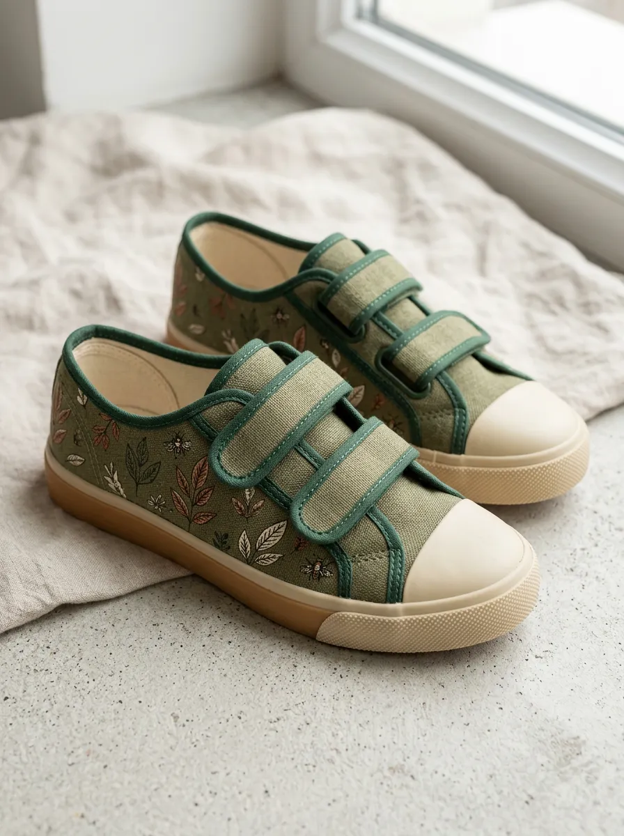Women's Botanical Bee Leaf Printed Canvas Shoes