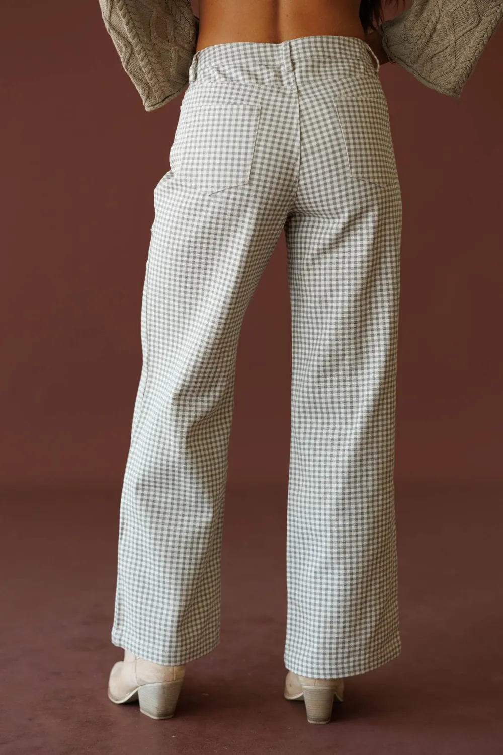 Gingham High-Rise Mid-Rise Wide-Leg Pants